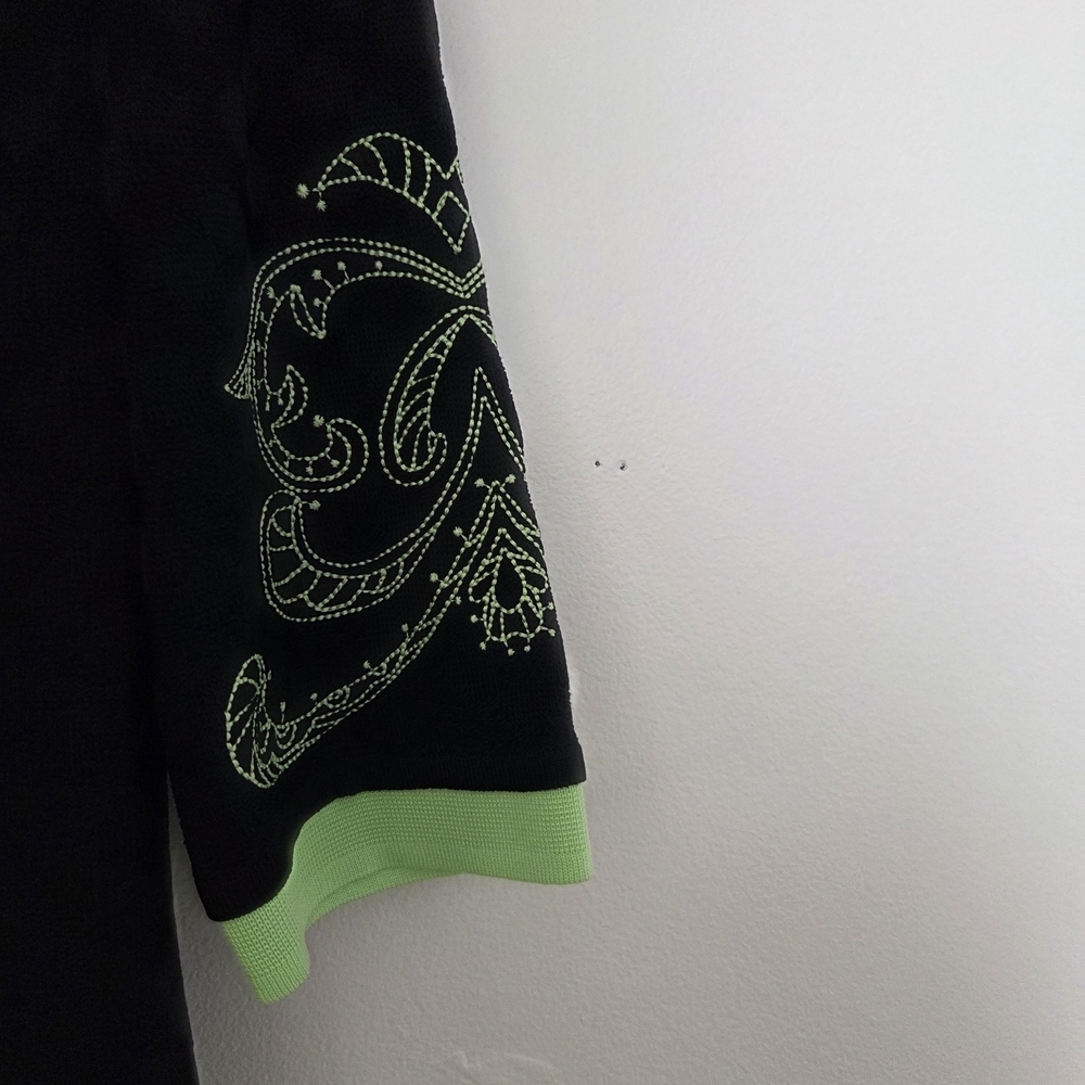 Ming Wang Black and Green Embroidered Open Cardigan Jacket XS - Picture 4 of 8
